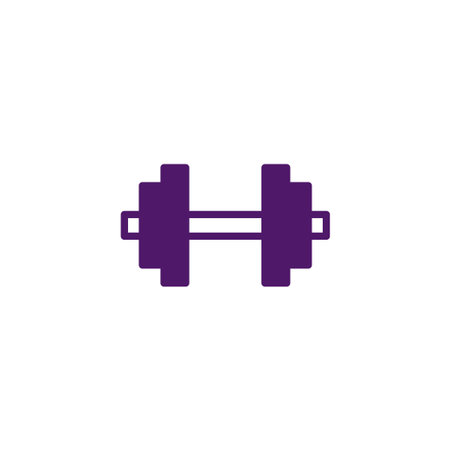 A simple and clean purple dumbbell illustration, perfect for representing fitness, exercise, and weightlifting. This graphic is ideal for gyms, workout programs, or any health-related contentのイラスト素材