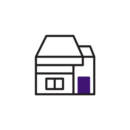 A minimalist house outline portrays modern living through geometric shapes, showcasing a clean, architectural design. This graphic embodies the essence of home, structure, and contemporary style.のイラスト素材