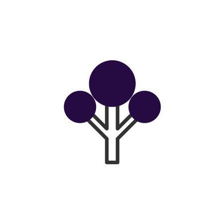 This minimalist depiction showcases a stylized tree icon. The design employs simple shapes and lines to create a visually striking image. The illustration represents nature in a contemporary way,のイラスト素材