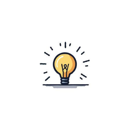This stylized lightbulb illustration represents a bright idea or innovative concept. The simple design and radiating lines suggest energy, inspiration, and a creative solution. It symbolizes theのイラスト素材