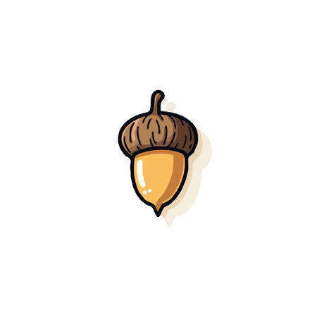 A delightful cartoon-style illustration of an acorn. The smooth textures and warm colors evoke a feeling of autumn. Isolated on a clean background, this illustration is perfect for adding a touch ofのイラスト素材
