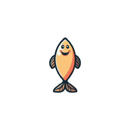Cheerful cartoon fish with a friendly smile, crafted in a clean, vector style. This charming aquatic character brings a touch of happiness and whimsy to any design, perfect for adding a lightheartedのイラスト素材