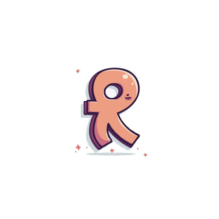 This charming illustration features an animated letter 'r', bringing a playful energy to the alphabet. The design evokes cheerful emotions with its cute character and smooth rendering, making itのイラスト素材