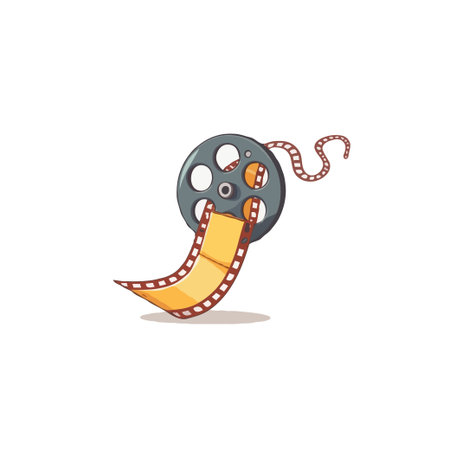 This image features an illustration of a film reel, representing the cinematic arts and entertainment. It signifies storytelling, creativity, and the passion involved in the movie industry. The reelのイラスト素材