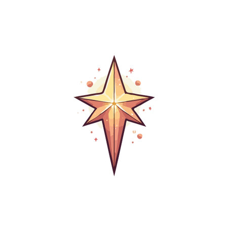 This stylized illustration features a radiant star with a soft glow, perfect for holiday decorations or symbolic representations. Its simple design and bright colors evoke a sense of magic andのイラスト素材
