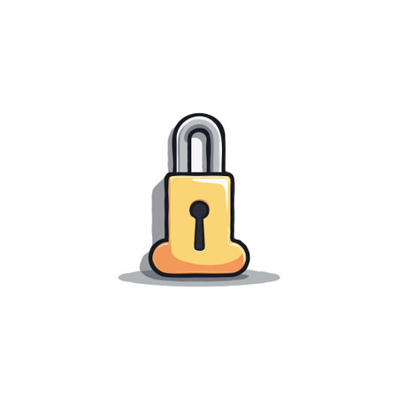This cartoon-style illustration features a lock in a minimalist flat design, rendered with clear outlines and soft colors. It's an easily recognizable symbol for security, protection, and accessのイラスト素材