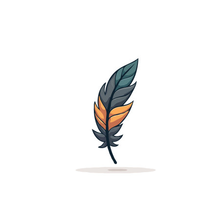 This stylized feather illustration presents artistic details and subtle color gradients, delivering a sense of lightness and freedom. Isolated on a clean background, this graphic element is suitableのイラスト素材