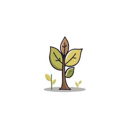 A stylized illustration of a young tree, symbolizing growth, new beginnings, and environmental awareness. The clean lines and gentle colors evoke a sense of simplicity and natural harmony, ideal forのイラスト素材