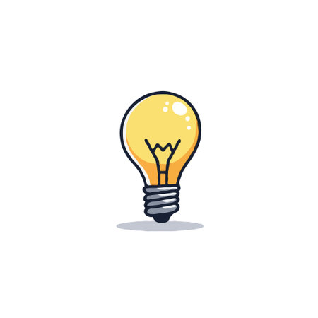 A stylized illustration of a lightbulb, symbolizing a bright idea and inspiration. The image features clean lines and a simple design conveying innovation, creativity, and problem-solving. Perfectのイラスト素材