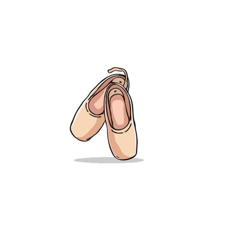 This illustration depicts a pair of pointe shoes, essential equipment for ballet dancers. Symbolizing dedication and artistry, they represent the grace and precision required for classical balletのイラスト素材