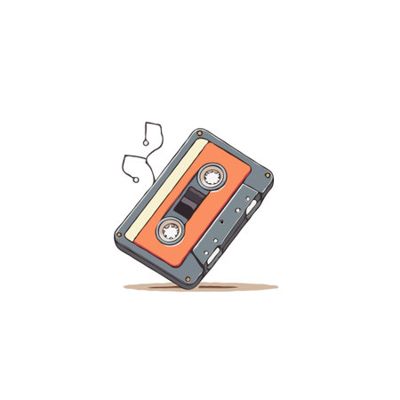 A striking visual representation of a cassette tape, symbolizing the rich heritage of analog audio recording. Its presence sparks memories of the past, reminding us of the significance of music andのイラスト素材