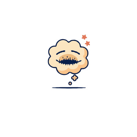 An illustration featuring a distressed face within a thought bubble, symbolizing inner turmoil and the weight of emotions. The minimalistic vector art style enhances the expressiveness, capturingのイラスト素材