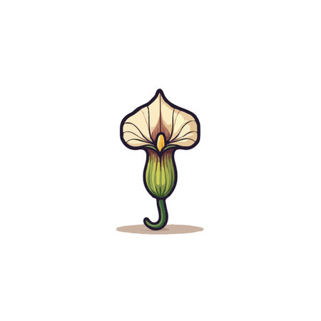 A stylized and isolated lily flower icon illustration with clean lines and soft coloring. The focus is on simplicity and elegance in botanical design. Ideal for adding a touch of freshness andのイラスト素材