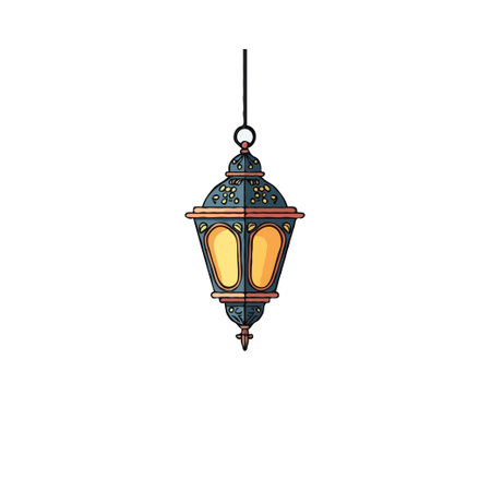 An elegant hanging lantern with detailed ornamental decoration, this vector illustration exudes...