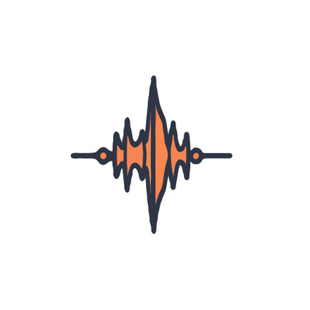 An abstract waveform illustration depicting audio representation. This image captures signal processing technology with data visualization that could be used for scientific analysis, soundのイラスト素材