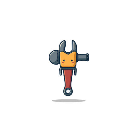 A charming cartoon illustration showcases a friendly wrench tool character. The design is playful and inviting, perfect for use in educational materials, children's books, or lighthearted brandingのイラスト素材