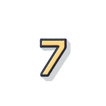 Stylized digit seven illustration in a contemporary design. Isolated on white background. Useful...