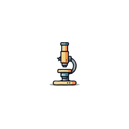 A clean, minimalist vector illustration of a microscope, isolated on a white background. This graphic is perfect for educational materials, scientific publications, or any project requiring a clearのイラスト素材