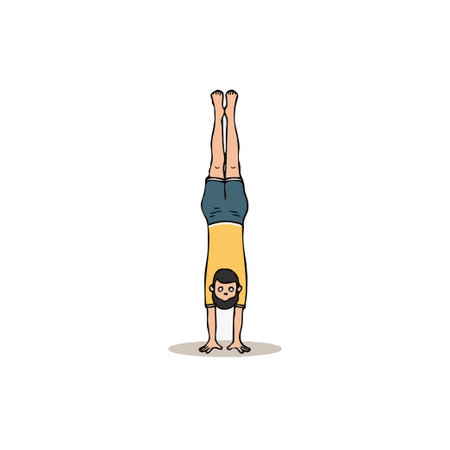 A cartoon character performs a perfect handstand, highlighting the importance of balance, strength,...
