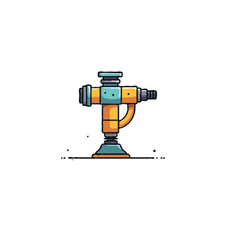 This stylized illustration showcases a vintage surveying instrument, emphasizing precision and exploration. The image is a delightful blend of geometric forms and artistic creativity, suitable forのイラスト素材