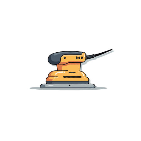 An eye-catching illustration presents a yellow orbital sander tool, set against a clean backdrop. This image is ideally suited for a variety of projects, from educational materials to advertisementsのイラスト素材
