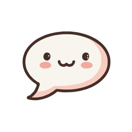 A whimsical cartoon-style speech bubble with an endearing expression. This charming character evokes feelings of joy and friendly communication. It's an ideal graphic element for conveyingのイラスト素材