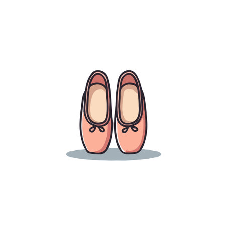 This charming illustration depicts a pair of ballet shoes, symbolizing the artistry, dedication, and grace associated with dance. The minimalist vector design evokes a sense of poise and elegance,のイラスト素材