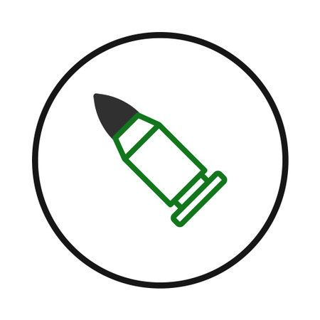 A stylized illustration of a bullet displayed within a circular frame captures a modern aesthetic....