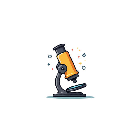 This image features a stylized illustration of a microscope, symbolizing scientific exploration,...