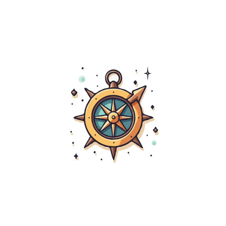 This stylized compass illustration evokes a sense of adventure and exploration. The nautical theme and direction tool element suggest navigation and guidance, inviting viewers on a journey ofのイラスト素材