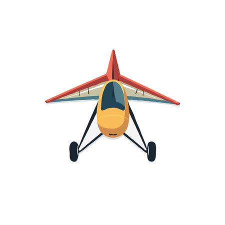 A minimalist vector illustration of a light aircraft. The design highlights its aerodynamic features and suggests recreational flying.  The bright colors and simplified shapes create a sense ofのイラスト素材