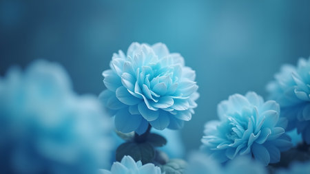 Close-up shot of beautiful, light blue flowers in full bloom. The image exudes serenity, freshness, and natural beauty, perfect for adding a touch of elegance to any project.の素材