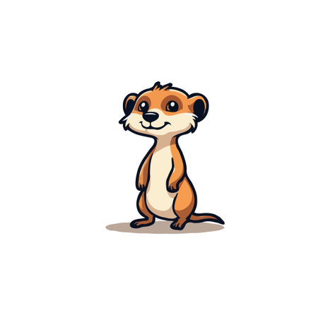 Adorable meerkat cartoon character standing upright. Vector illustration ideal for children's books, educational materials, and animal-themed designs.のイラスト素材
