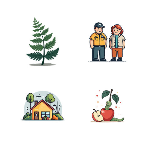 Collection of pixel art icons featuring nature, community, and everyday objects in a charming, retro style.のイラスト素材