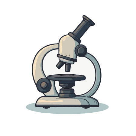 Detailed cartoon illustration of a microscope, ideal for educational materials, science projects,...