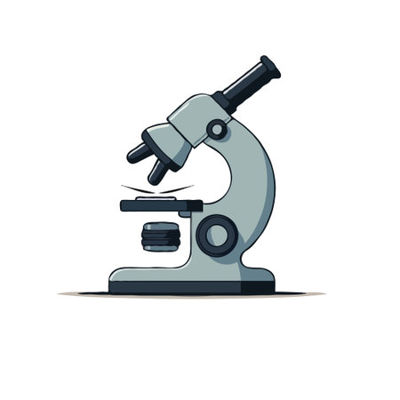 Illustration of a microscope, a scientific instrument used for laboratory research and medical...