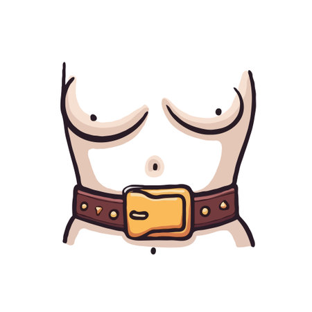 Illustration of a torso wearing a studded belt. The style is cartoonish and the colors are muted.のイラスト素材