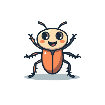 Adorable cartoon beetle illustration with a happy face, perfect for children's books and...