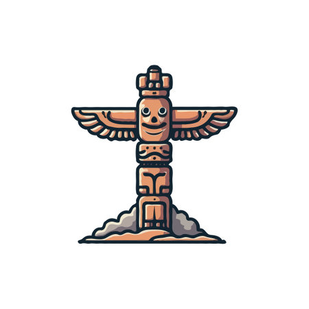 A charming cartoon illustration of a totem pole, perfect for adding a touch of whimsy to any project.のイラスト素材