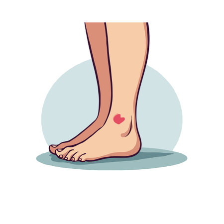 Illustration of a foot with a heart-shaped wound, symbolizing pain, love, or medical issues. Vector design for stock.のイラスト素材
