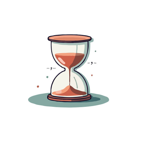 Illustration of an hourglass with sand flowing, symbolizing time, deadlines, and the passage of time...