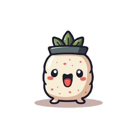 Adorable kimchi cartoon character with a happy expression. Vector illustration for food and culture concepts.のイラスト素材