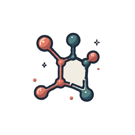 Illustration of a molecule structure icon with a modern, colorful design, suitable for science or technology themes.のイラスト素材