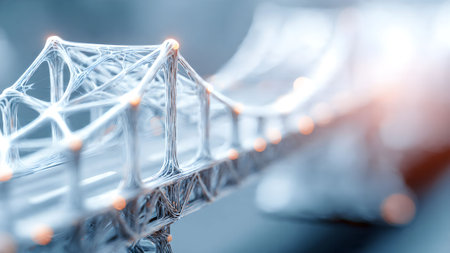 Abstract digital bridge representing network, data, and global connection. Modern technology concept.の素材