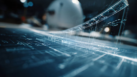 Futuristic abstract technology background with network connections. Concept of big data, artificial intelligence, and innovation.の素材