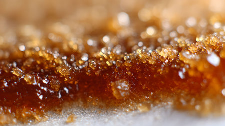 Macro shot of brown sugar crystals, showcasing texture and color. Ideal for food, baking, and ingredient themes.の素材