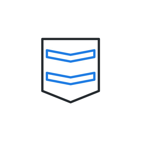 Vector illustration of a military rank insignia. Symbol of defense, army, and military service. Isolated on white.のイラスト素材