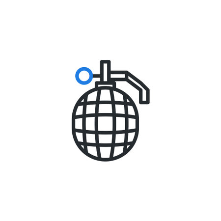 Icon of a grenade that looks like a globe, symbolizing global conflict and geopolitical issues. Modern design.のイラスト素材