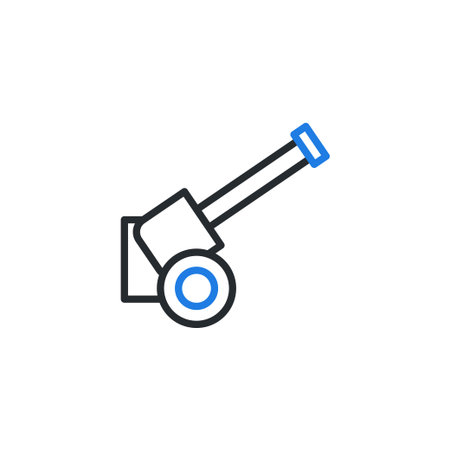 Cannon icon. Artillery weapon symbol. Vector illustration isolated on a white background. Can be used for topics like war, army, military.のイラスト素材