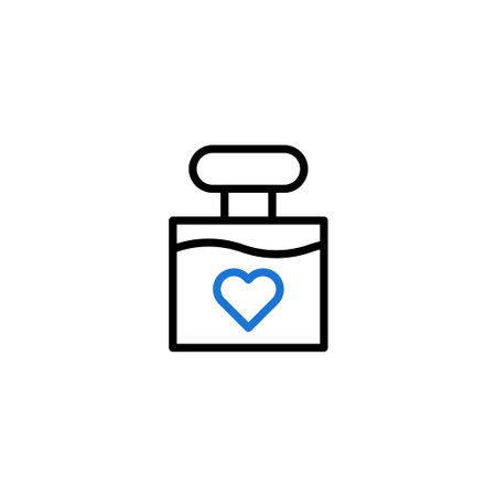 Icon of a perfume bottle with a heart inside. Symbol of love, Valentine's Day, fragrance, and beauty.のイラスト素材
